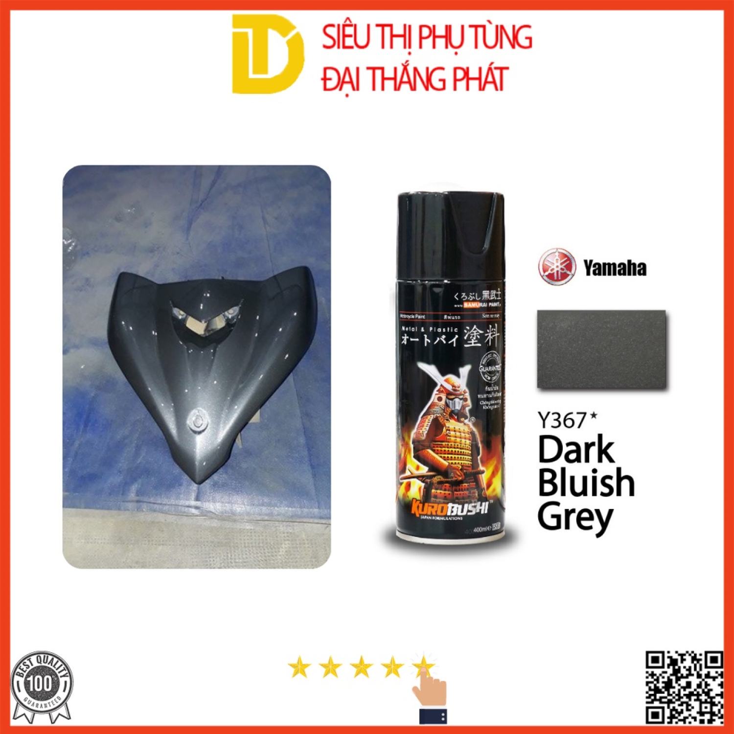 Sơn samurai sơn xịt xe máy đủ loại màu y367* màu xám đậm
