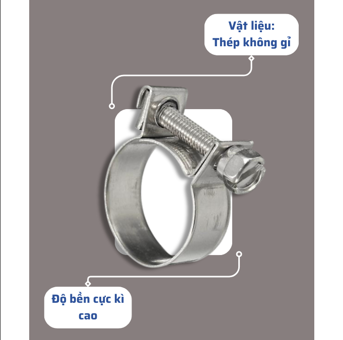 Cổ Dê, Đai Siết inox Dạng Bulon Phi từ 55-125mm