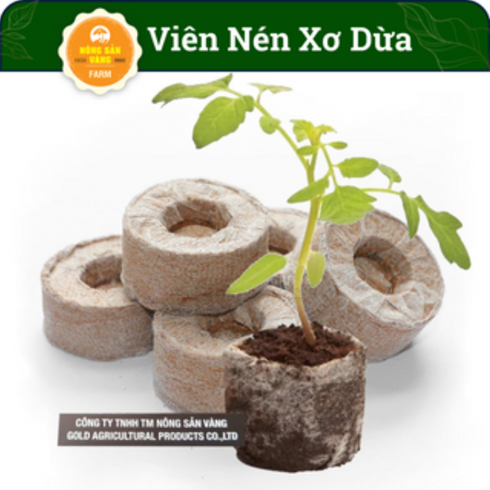 [50 viên] Viên Nén Xơ Dừa - Viên Nén Ươm Hạt - Nông Sản Vàng