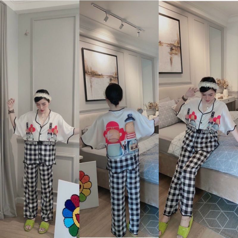 Đồ bộ nữ mặc nhà Lụa mềm mát Cao Cấp - Đồ bộ pyjama nữ mặc nhà