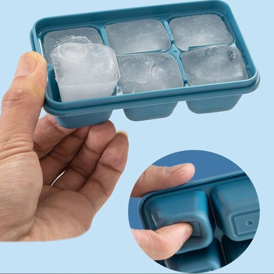 Khay đá 6 ô silicone có nắp đậy