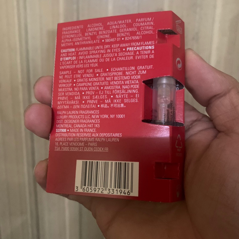 Nước hoa vials Ralph Lauren Polo Red Eau de Parfum 1.2ml
