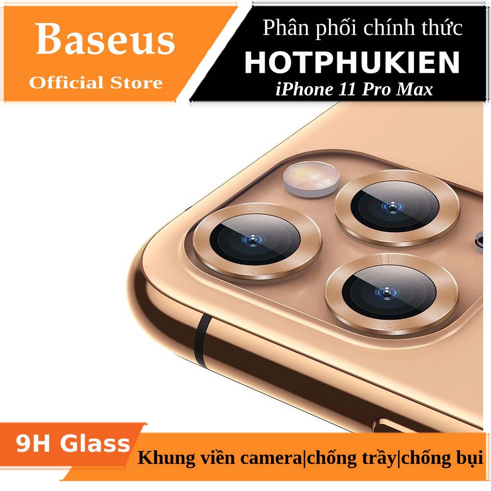 [HCM]Bộ ốp viền kim loại tích hợp cường lực chống trầy Camera cho iPhone 11 Pro Max hiệu Baseus Alloy Protection Ring Lens Film (độ cứng 9H chống trầy chống chụi & vân tay bảo vệ toàn diện mỏng 0.4mm)  - Phân phối bởi Hotphukien