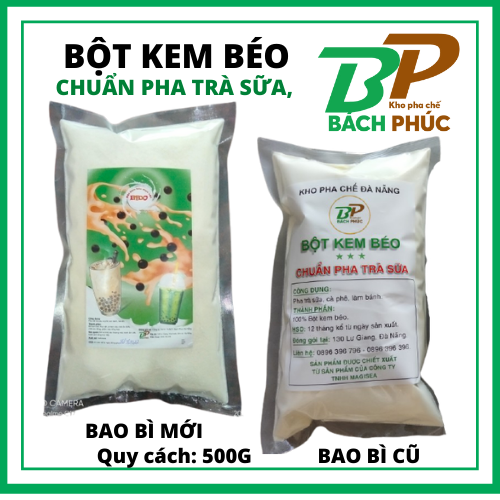 BỘT KEM BÉO CHUẨN PHA TRÀ SỮA 500G - NGUYÊN LIỆU NẤU TRÀ SỮA - KHO PHA CHẾ BÁCH PHÚC ĐÀ NẴNG