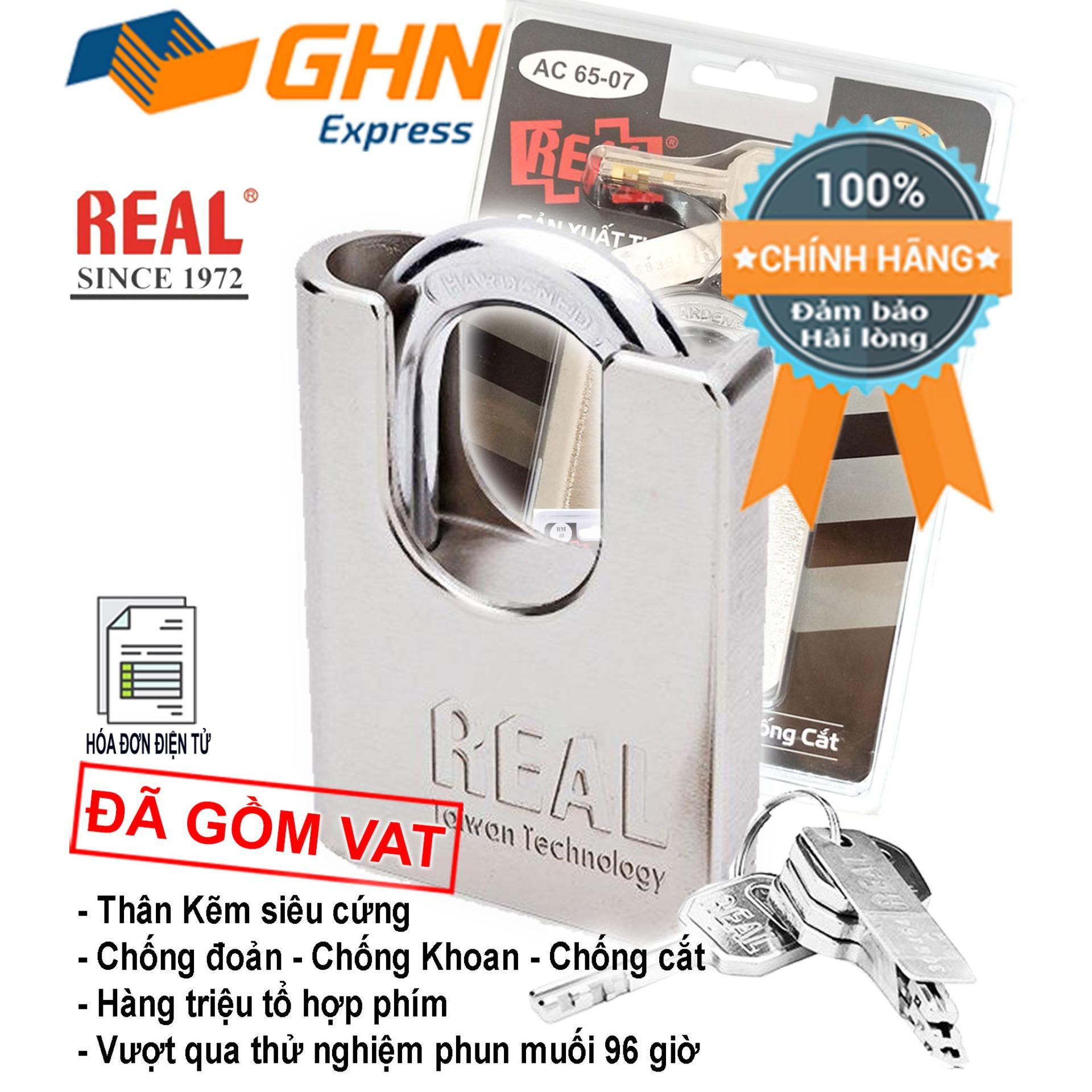 Ổ khóa chống cắt cao cấp Real AC65 thân kẽm, lớn 65mm (Màu niken, bạc, đen, vàng đồng)
