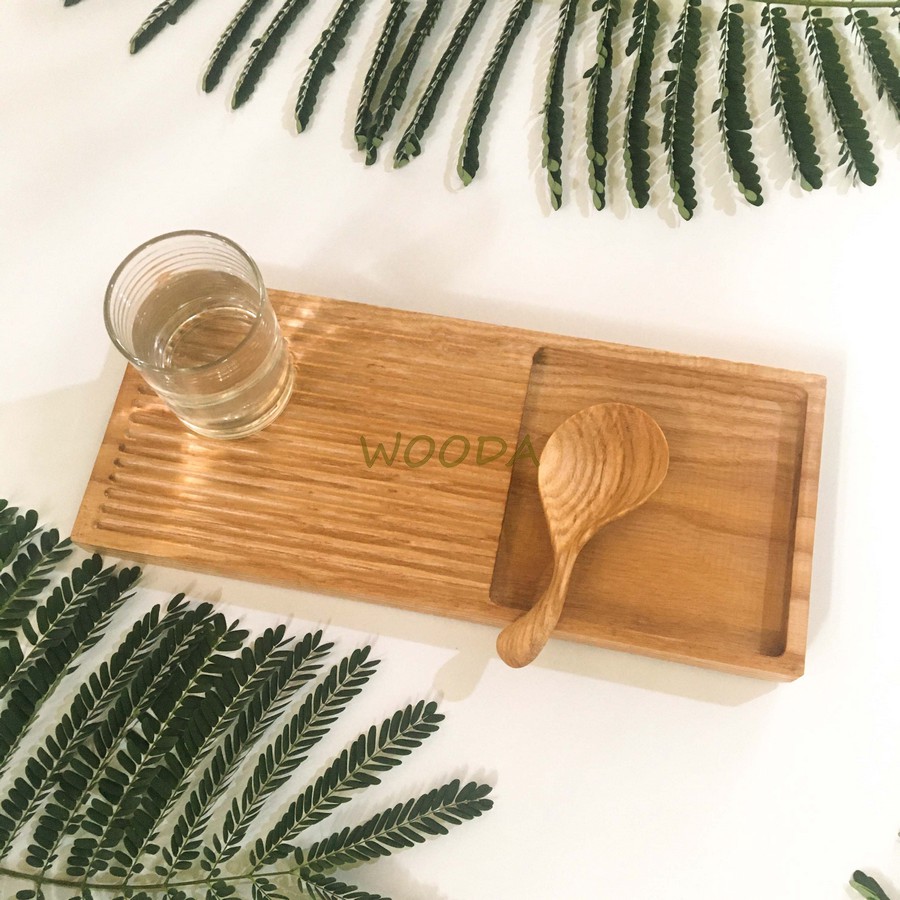 Khay Gỗ Phục Vụ Có Rãnh Bằng Gỗ Tần Bì (size 35.4x15.4cm)