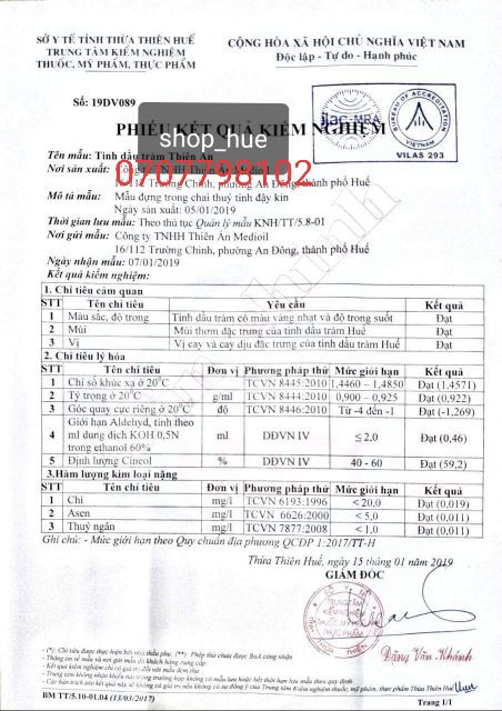 Dầu tràm Thiên An cao cấp tại Huế 100ml