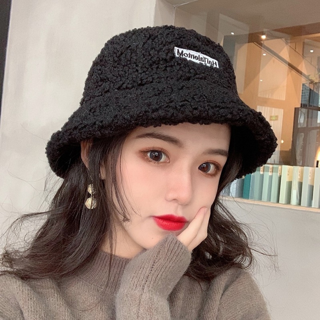 [SẴN]-☘ Mũ nón bucket lông cừu Ulzzang 01