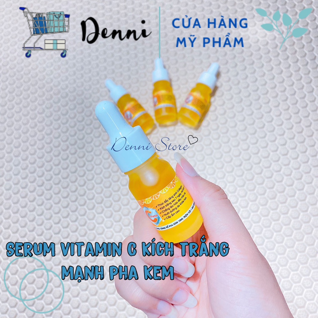 Lẻ 1 ống 5ml serum kích trắng vitamin C pha kem loại 1
