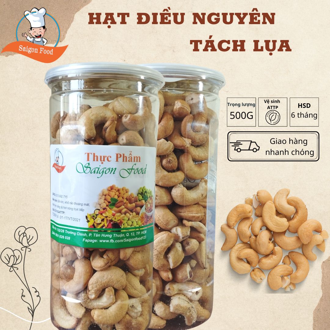 Hạt điều nguyên tách lụa 500G