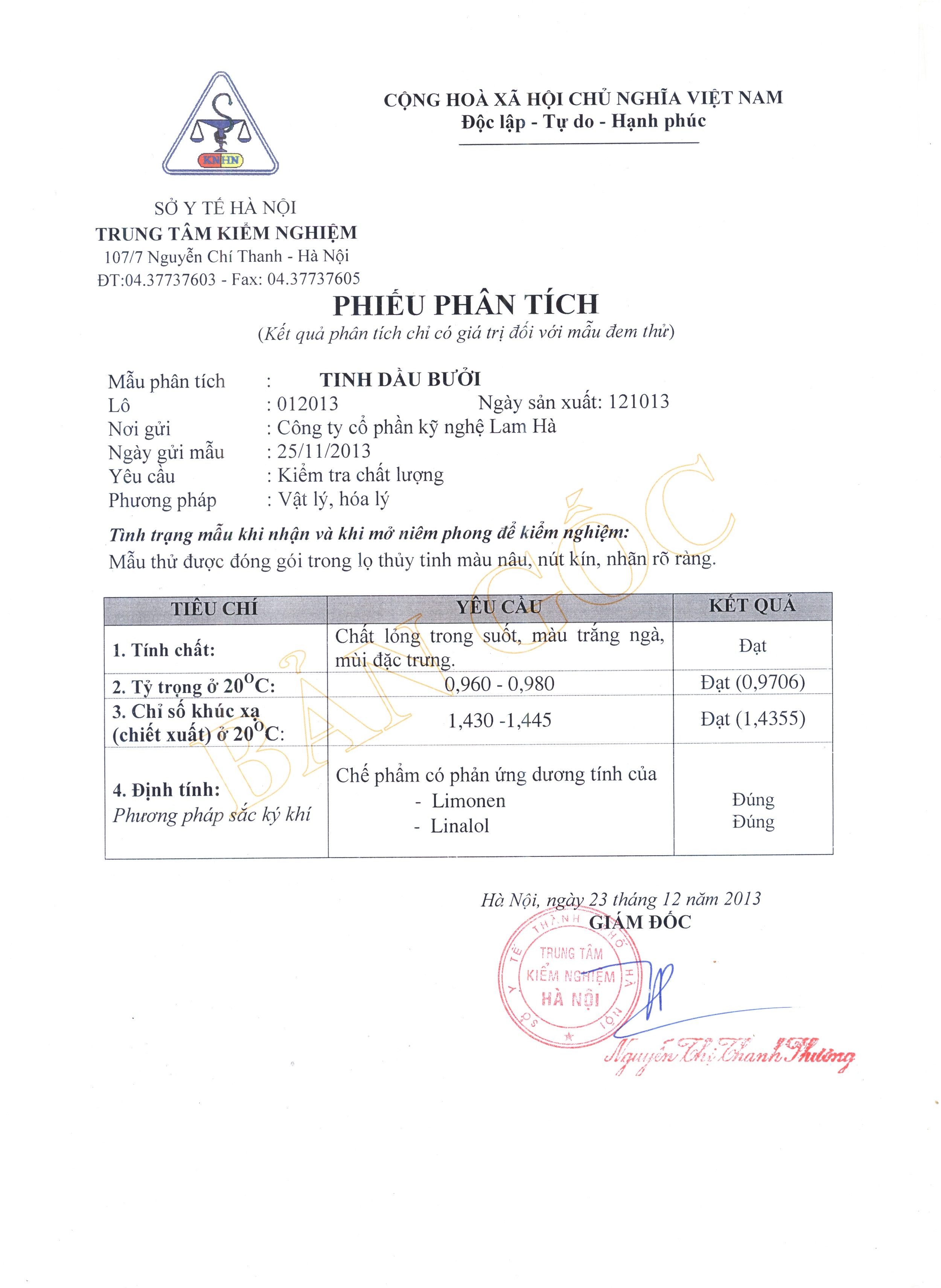 Tinh dầu Hoa Bưởi Lam Hà 50ml