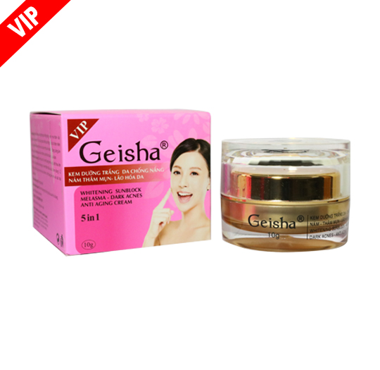 Kem Geisha Dưỡng Trắng Da, Chống Nắng, Nám, Thâm, Mụn, Lão Hóa Da 5 in 1 10g