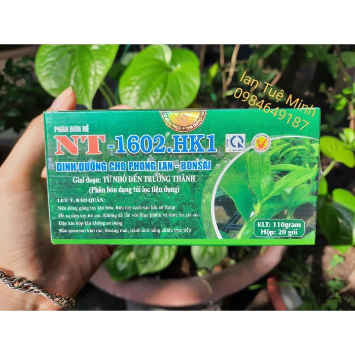 Phân bón chậm tan dạng túi lọc hộp 20 túi NT-1602 HK1 dinh dưỡng cho phong lan, hoa cảnh giai đoạn cây con đến trưởng thành