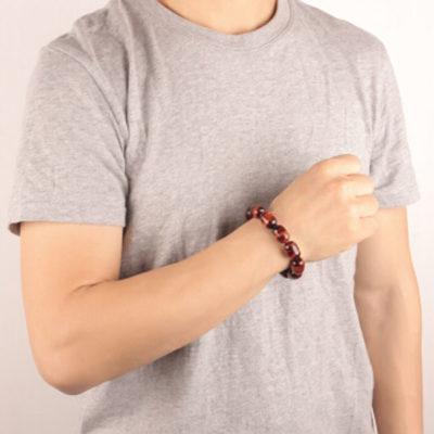 Vòng tay đá mắt hổ nâu đỏ hình lu thống