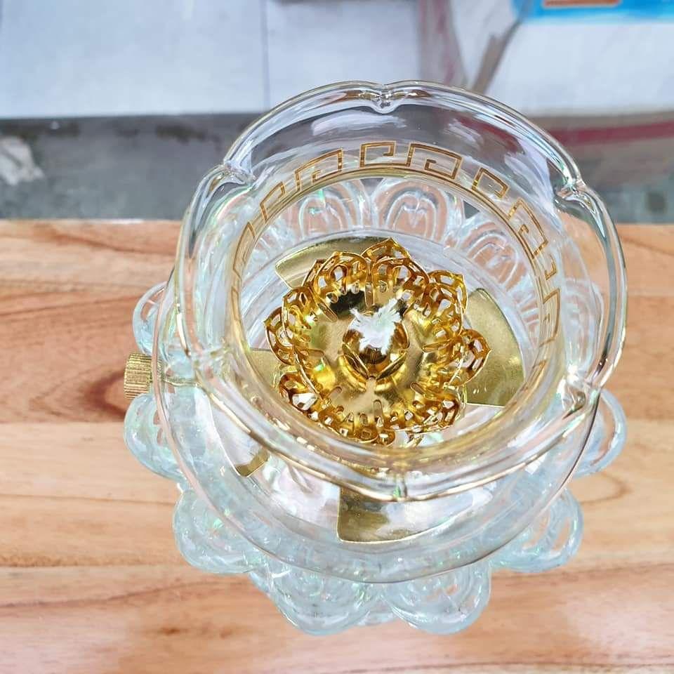 Đèn thờ đốt dầu lưu ly cát tường cao 19 cm
