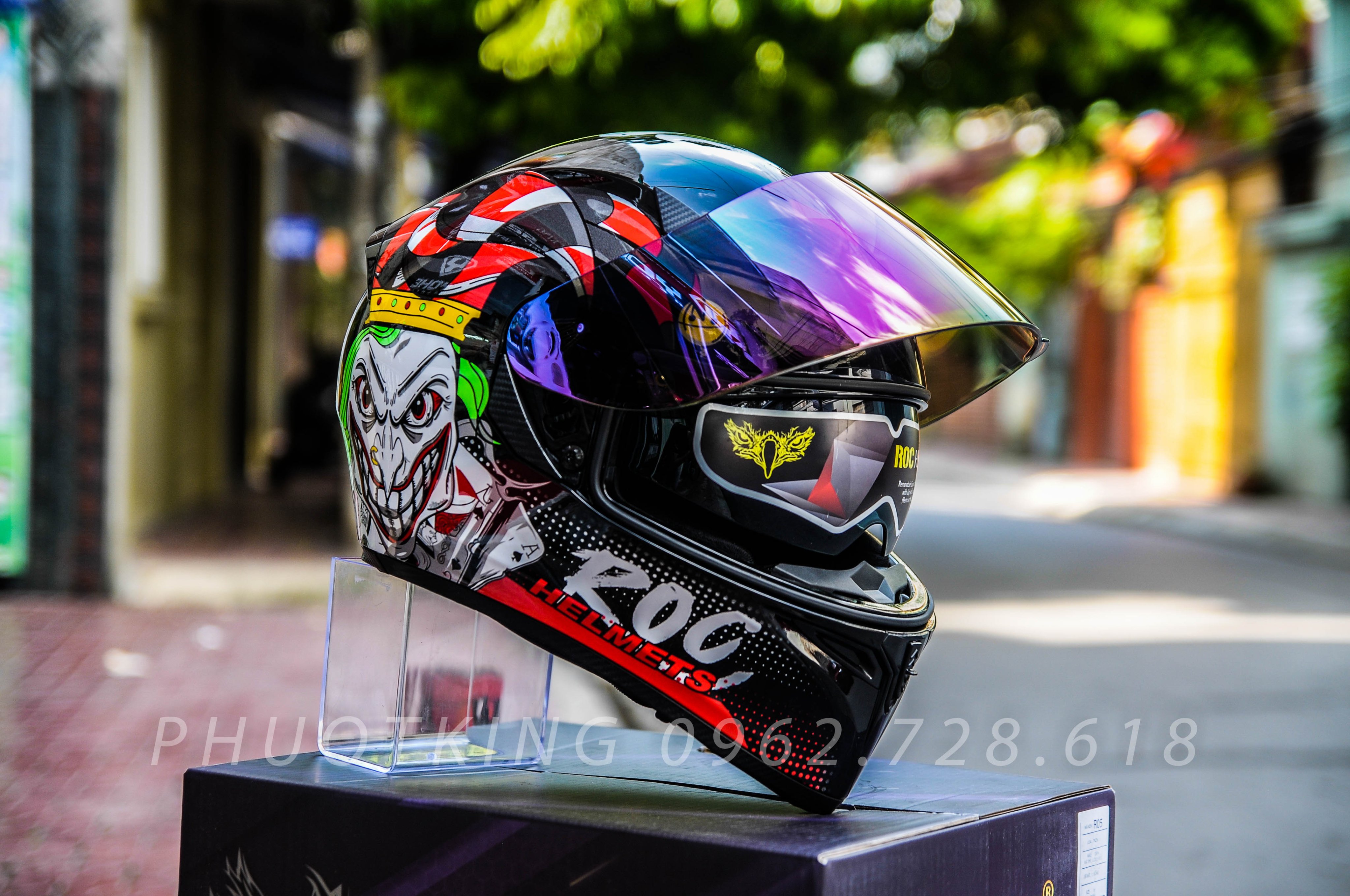 [ Tặng găng 100k] Nón bảo hiểm fullface ROC 05 2 kính tem Joker