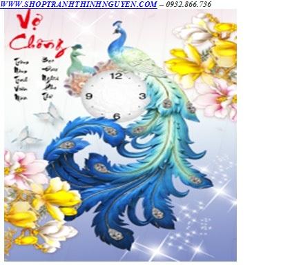 Tranh đính đá đồng hồ vợ chồng -YN5353