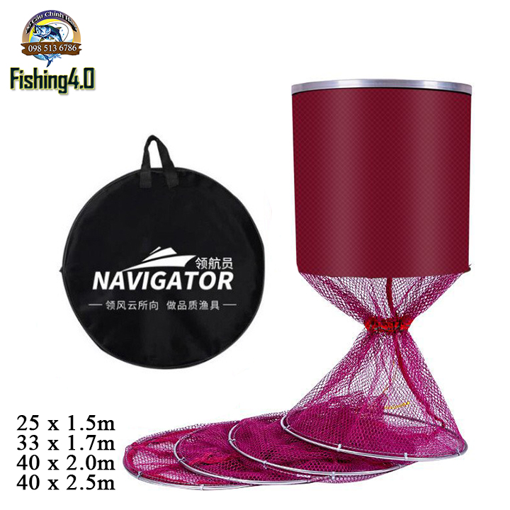 Rọng Cá - Rọng Cá Câu Đài - Giỏ Đựng cá - Màu Đỏ - Khung Kim Loại - RD