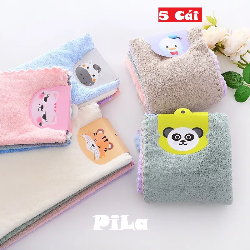 [HCM]Combo 5 Khăn Vuông lau Tay, Lau Mặt đa năng siêu thấm nước,khăn lau tay mềm mại siêu thấm nước chất vải dày không ra lông chất liệu an toàn cho da