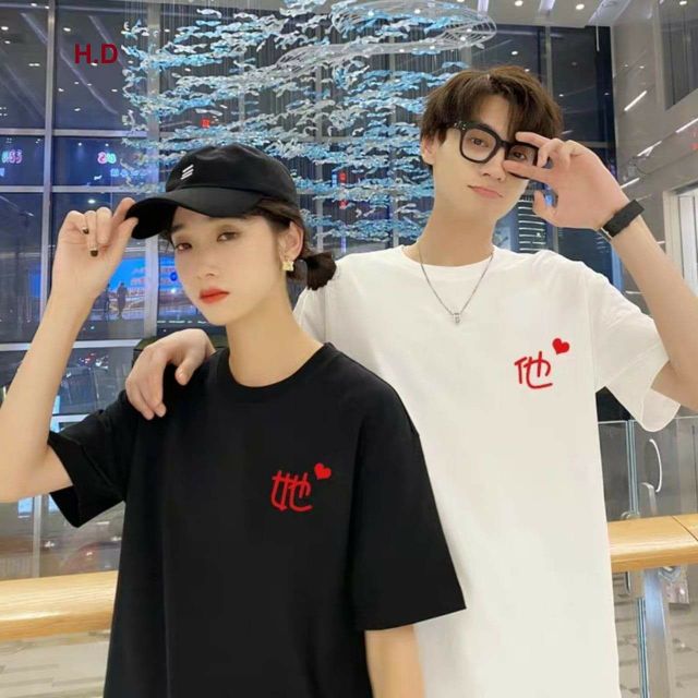 Áo đôi nam nữ chữ Tàu đỏ, áo kiểu nữ, áo thun nam nữ, quần khaki, quần nữ, sét bộ mặc ở nhà, áo thun tay dài, quần jean ống rộng- TIMON
