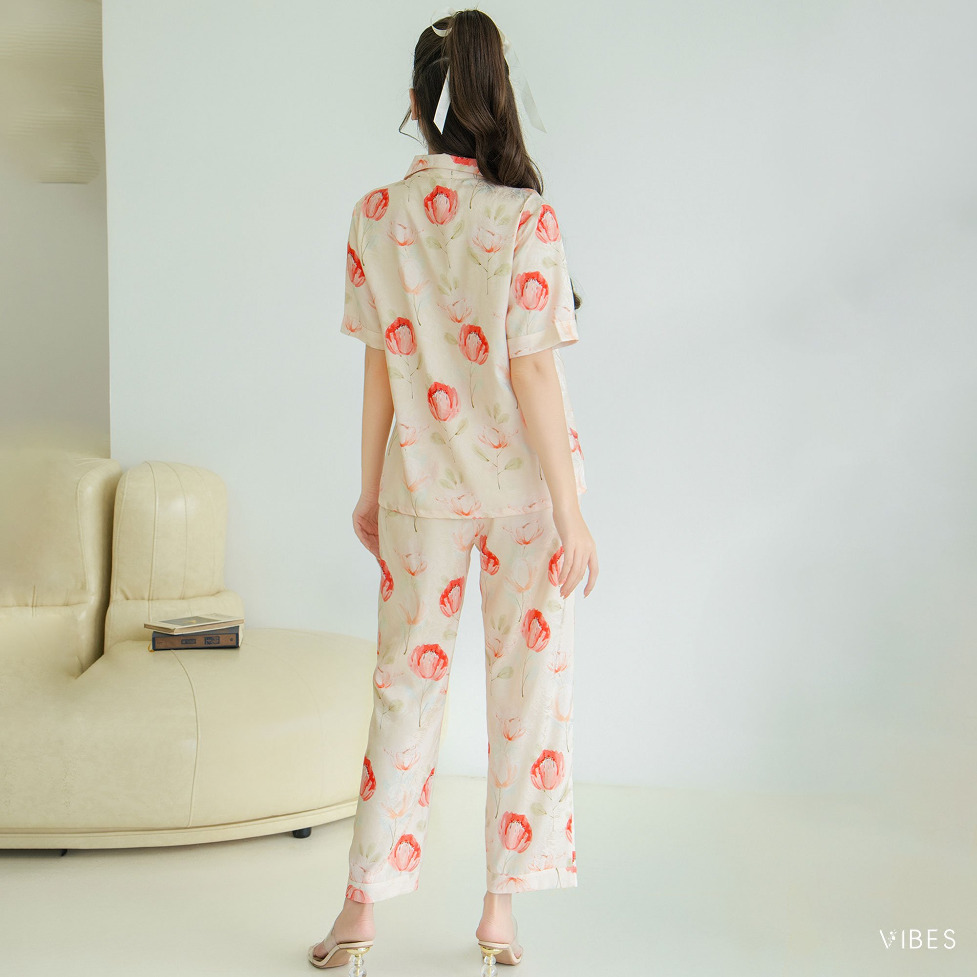 VIBES Pijama dài Lụa gấm Jolie Long Py Set