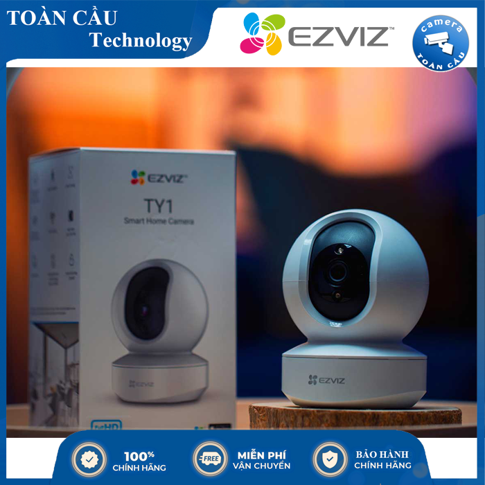 Camera IP Wifi EZVIZ TY1 2.0MP CS-TY1-B0-1G2WF Xoay 360 Thông Minh + Đàm Thoại 2 Chiều - Camera Toàn Cầu