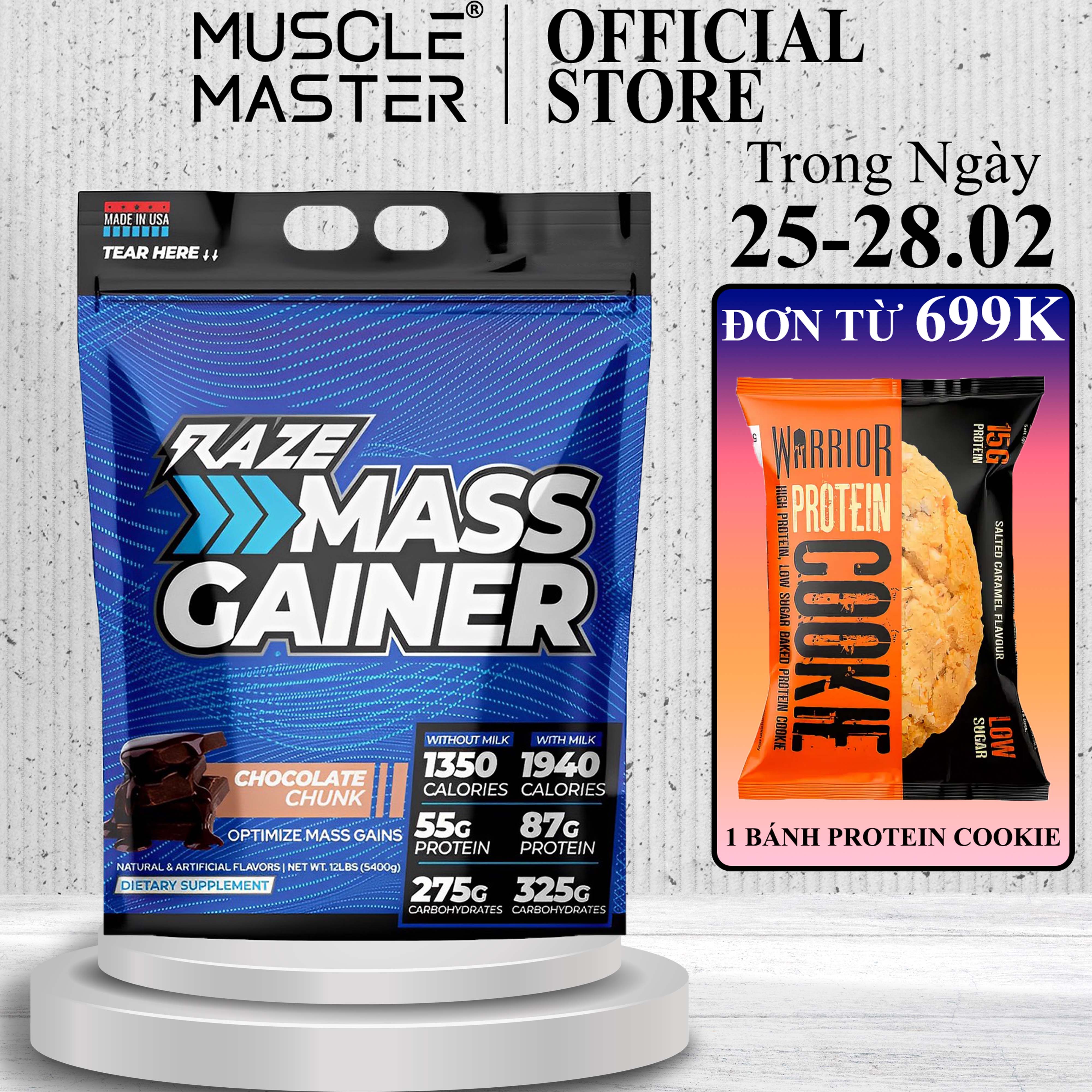 Mass tăng cân và cơ nạc raze mass gainer 5.4kg