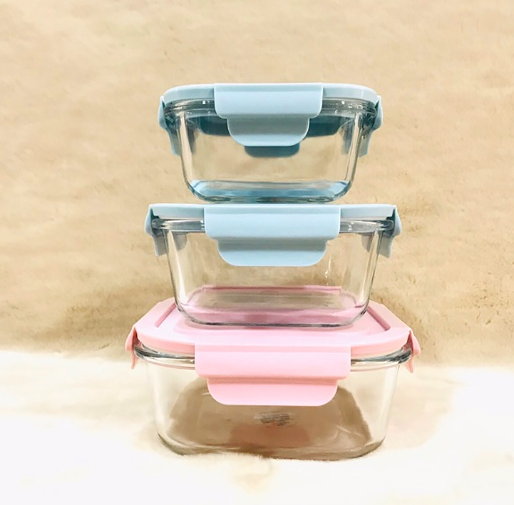 Thố thủy tinh vuông đựng thực phẩm 320ML, 520ML, 800ML[ NẮP HÚT CHÂN KHÔNG ]