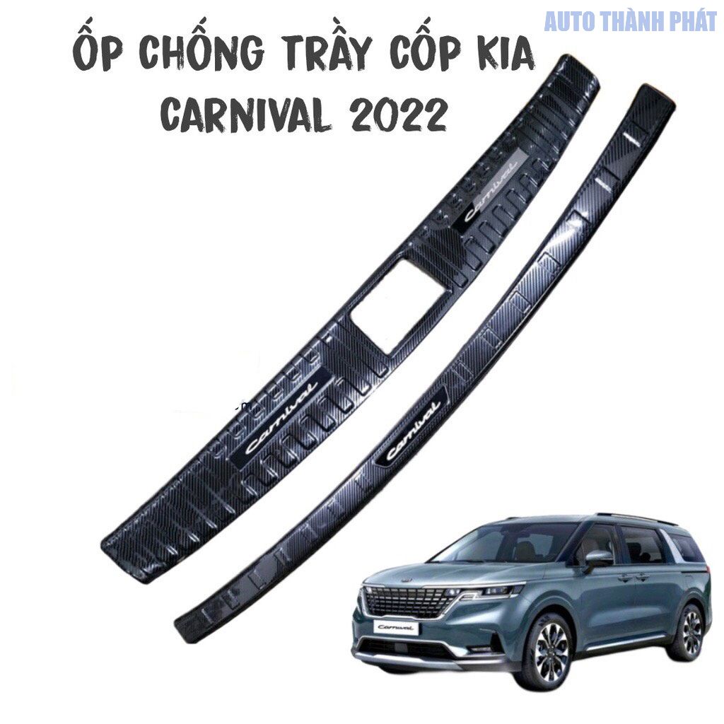 Ốp cốp, chống trầy cốp kia carnival 2022 2023 chất liệu carbon cao cấp full bộ 2 chi tiết, hàng loại 1