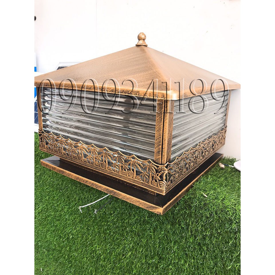 Đèn trụ cổng cây dừa mạ đồng phi 300mm