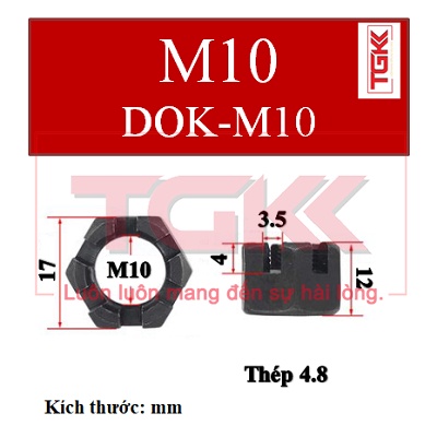 Đai ốc khía thép đen m10-m22