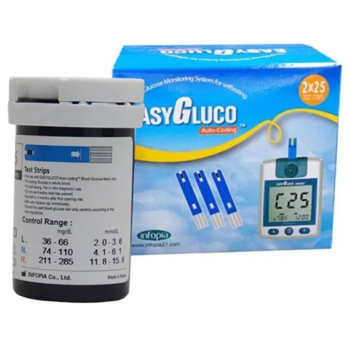 Que thử đường huyết easygluco 50- 25 que/hộp chính hãng