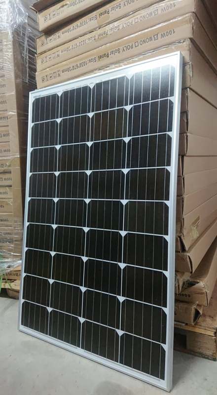 Tấm pin năng lượng mặt trời Mono 100W Solar Panel. Phù hợp cho hệ lưu trữ cỡ nhỏ. Tặng kèm Jack MC4. Bảo hành 10 năm.