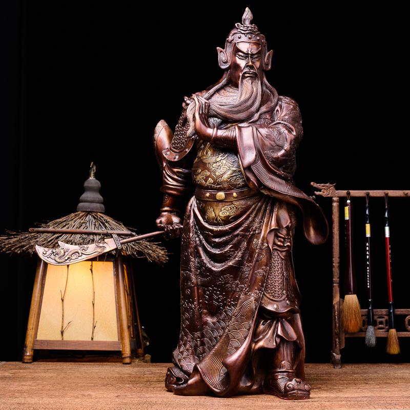 Tượng quan công Vân Trường đứng bằng đồng thau hun