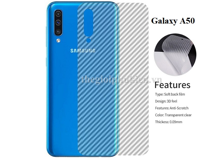 Miếng dán vân carbon, các bon mặt lưng cho SamSung Galaxy A50