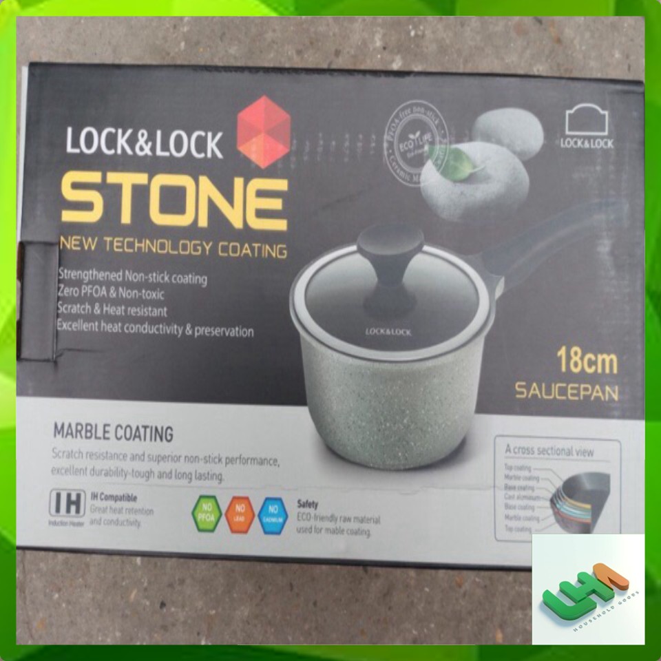 BÁO GIÁ Nồi Duro Lock | Shopee Lazada Sendo Tiki mới nhất 44 Nồi Đá Lock&Lock Cookplus Stone Một Tay Cầm 18cm LCA6181D Dùng Bếp Từ