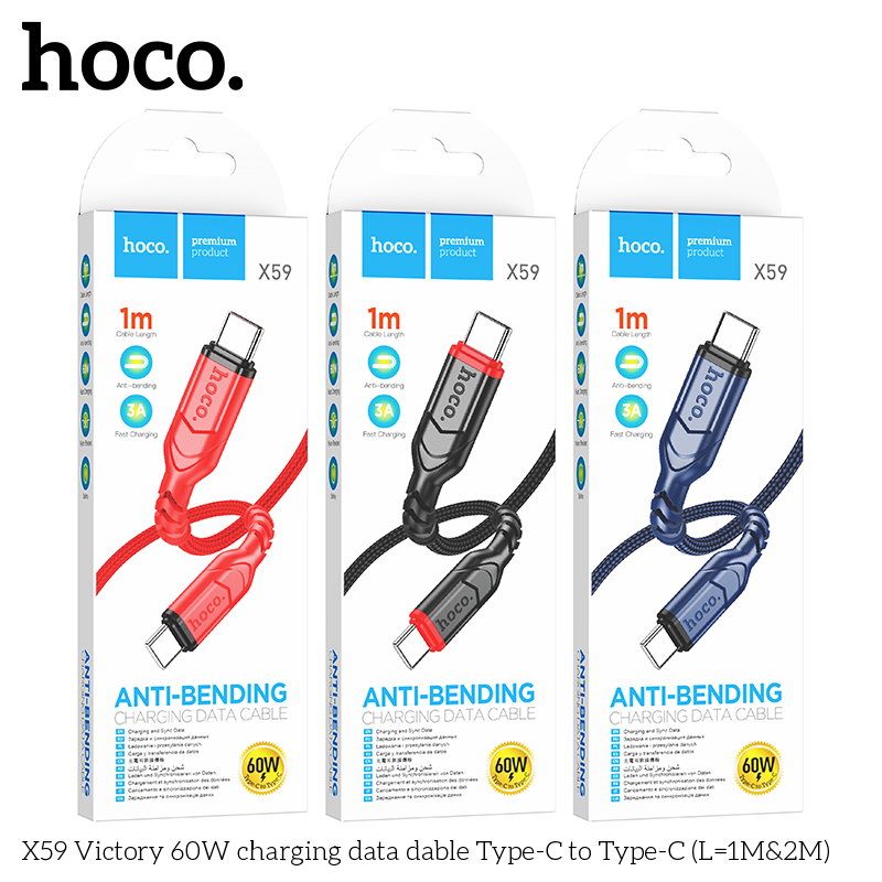 Cáp sạc dây dù hoco x59 typec to typec 60w / typec to lightning 20w dài 1m - nhất tín computer