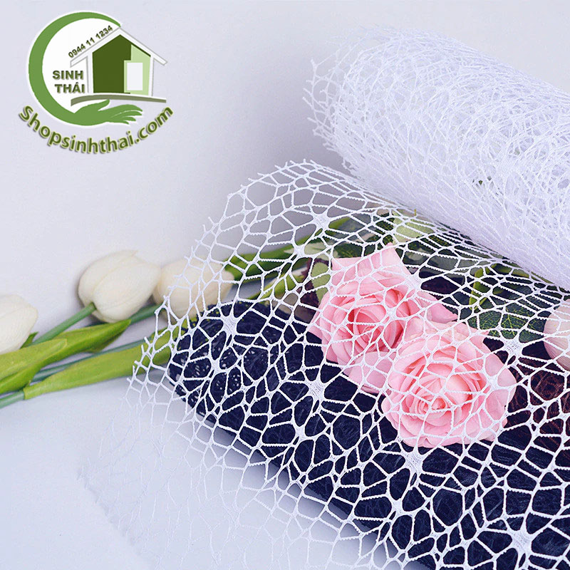 Giấy lưới gói hoa, gói quà màu trắng - giấy lưới nhện khổ 50cm - chọn kích thước