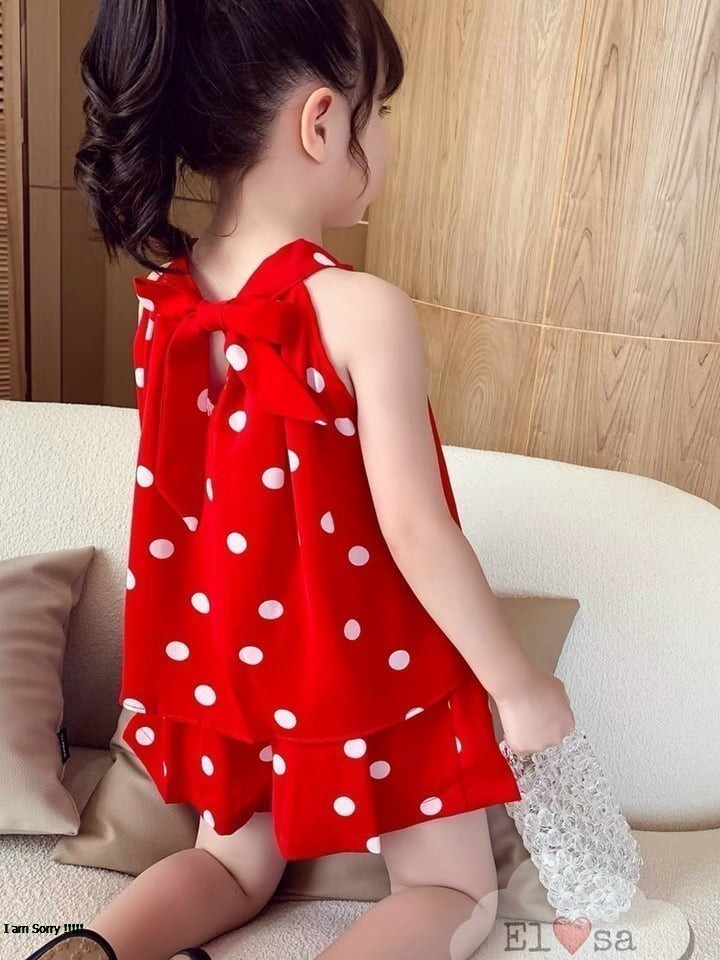 bộ lụa chấm bi cho bé 8-18kg