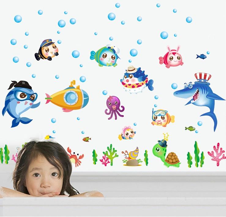 Decal dán tường Cá biển sắc màu- T20-kiddecals