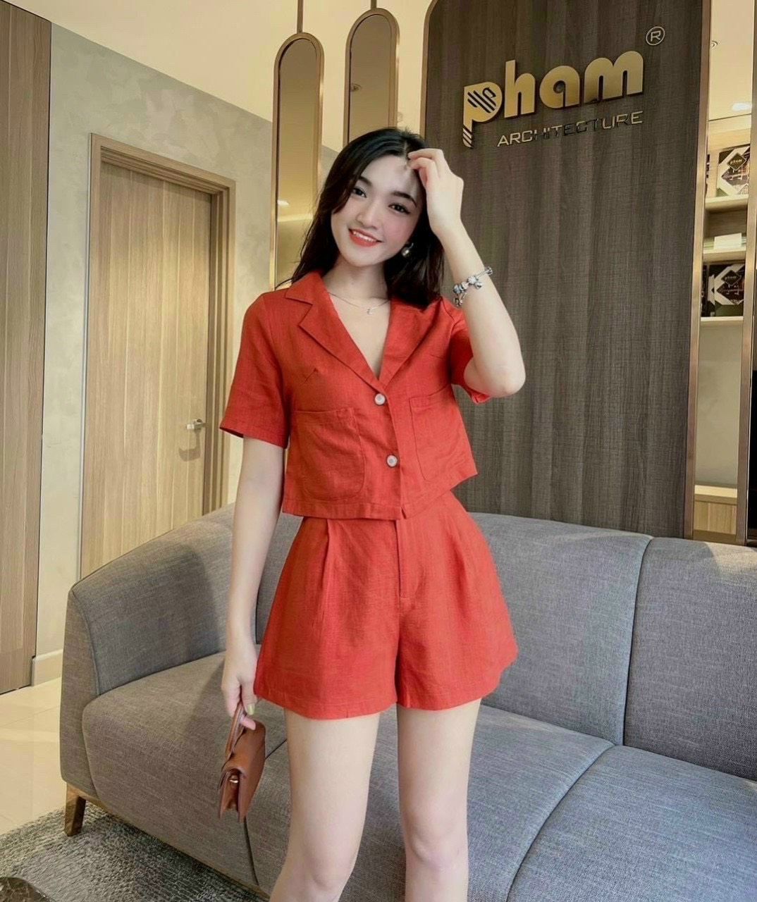 Sét bộ thời trang nữ mặc đi chơi, sét bộ đùi vest chất tuyết mưa áo ngắn mix quần cộc