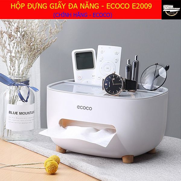 Hộp giấy ăn để bàn dạng rút thông minh kiêm ống đựng điều khiển, đồ dùng để bàn gọn gàng, chất liệu nhựa ABS cao cấp bền đẹp chống thấm nước, chân đế bằng gỗ chống trơn trượt