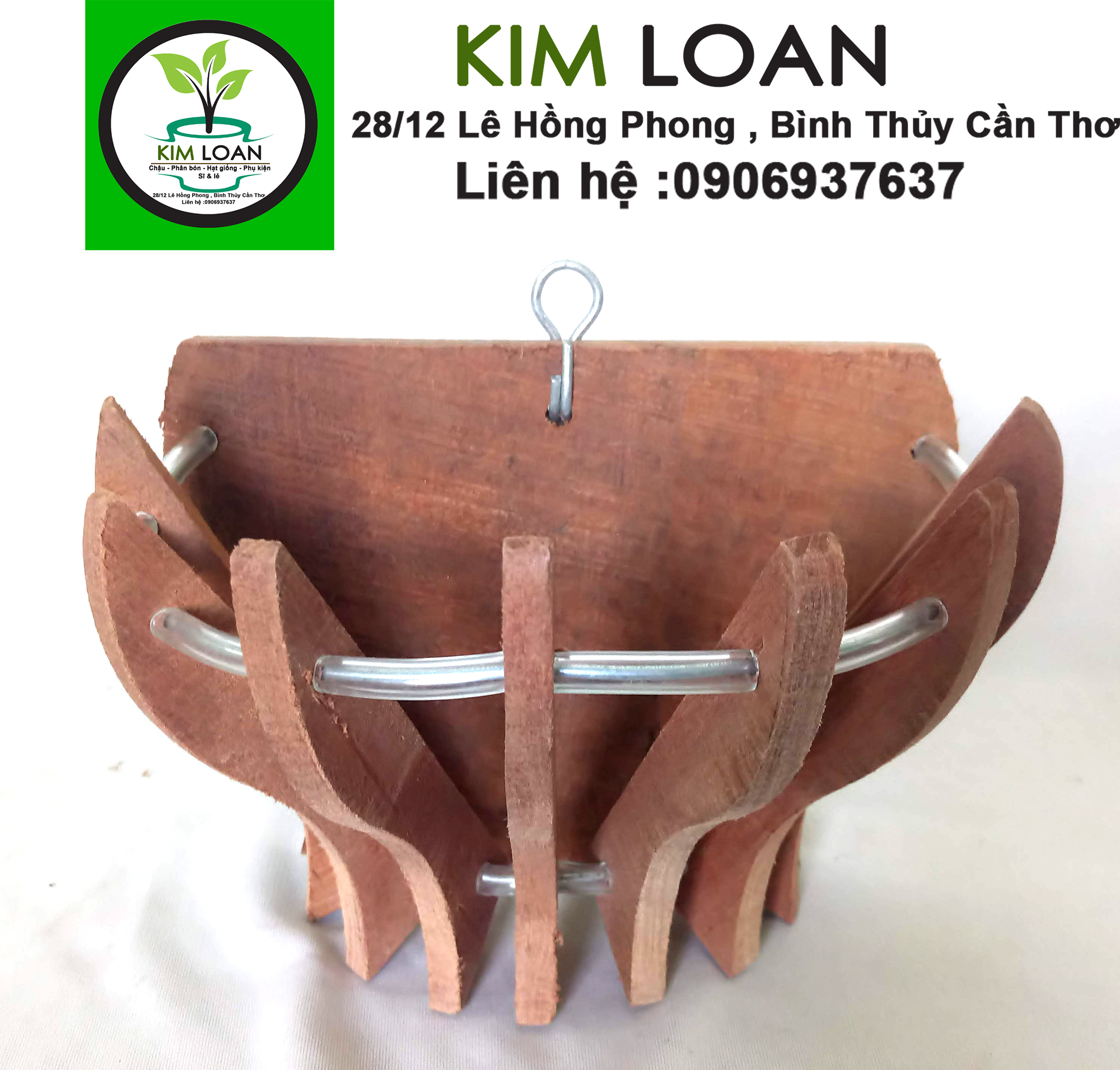 Chậu lan gỗ ốp tường 18x11x12cm