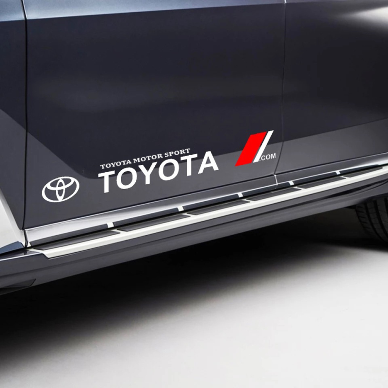 Bộ 2 Tem dán cửa xe ô tô Toyota (trắng)