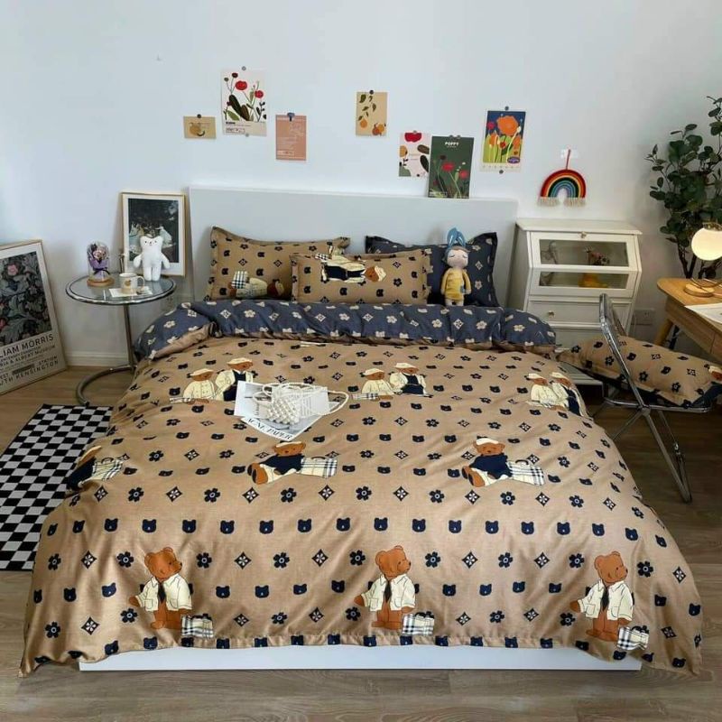 Bộ ga gối vỏ chăn 5 món poly cotton mẫu Micky Sước