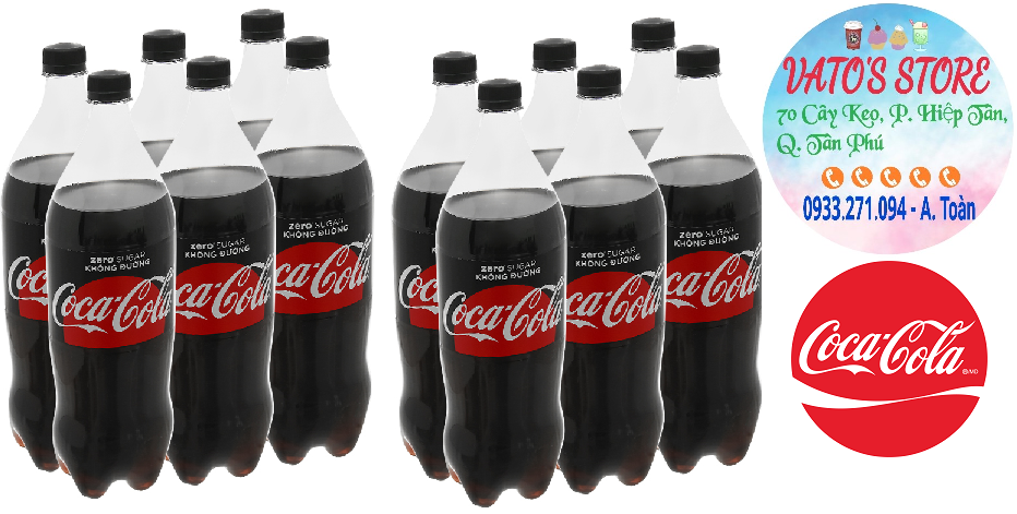 Thùng 12 chai nước ngọt Coca Cola Zero 1.5 lít Lốc 6 chai nước ngọt Coca