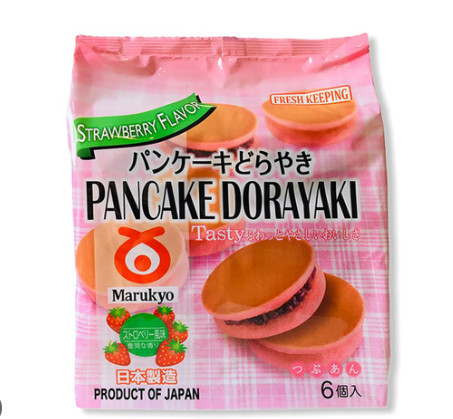 Bánh rán doraemon nhật bản nhân đậu đỏ vị dâu marukyo 310g