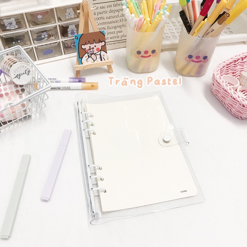 Sổ còng Binder size A5 màu Pastel Basic Hàn Quốc làm planner Bullet Journal Take notes