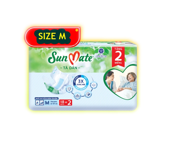 [HCM] Tã dán SunMate size M18+2m (20 miếng) tã dán cho người lớn MẪU MỚI