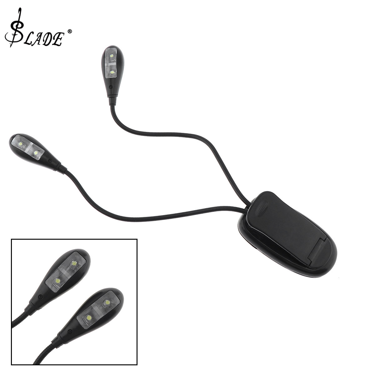 SLADE LED Reading Lamp Dual Pole 4 LED Flexible Book Sheet Music Stand Reading Light Student Dormitory Lights